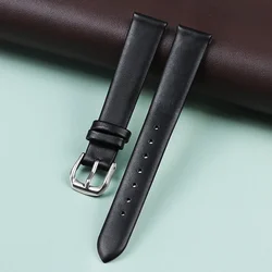 Luxurious Ultra - Thin Soft Leather Watch Strap with Pin Buckle - Sporty and Elegant Unisex Design - 15mm (Black)