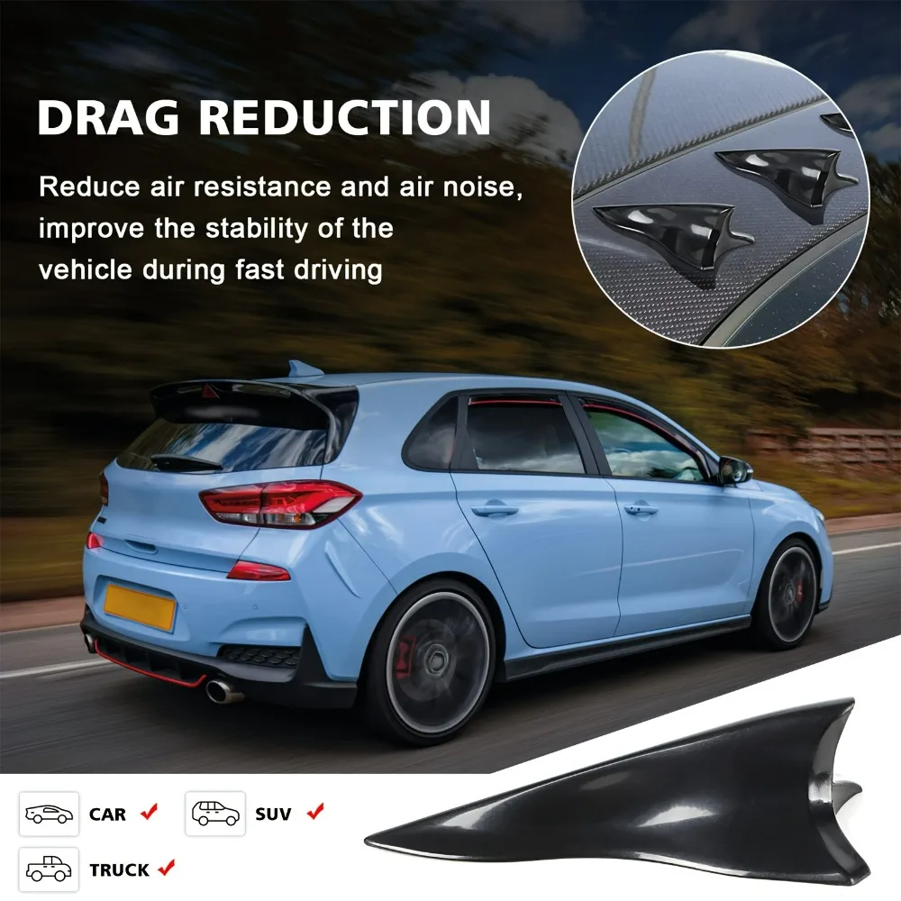 Kit aerodinamico da 10 pezzi con diffusore Air Vortex e alette a pinna di squalo – Combinazione spoiler per tetto/parafango per la maggior parte delle berline e SUV - Image 2