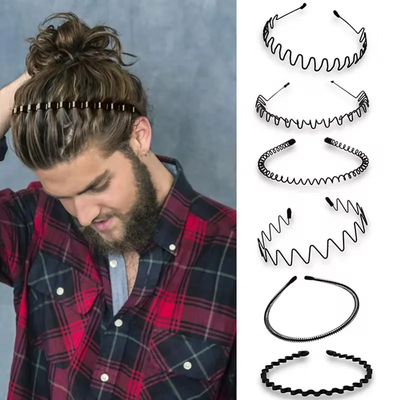 2024 Fashion Wave Hairband for Mens Women Unisex Black Wavy