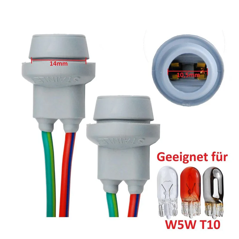 T10 Socket W5W Adapter 2X Soft Rubber Light Lamp Holder Car Accessories Male To Female Wire Connector with Cable lamp holder lamp bulb holder lamp base lamp socket adapter