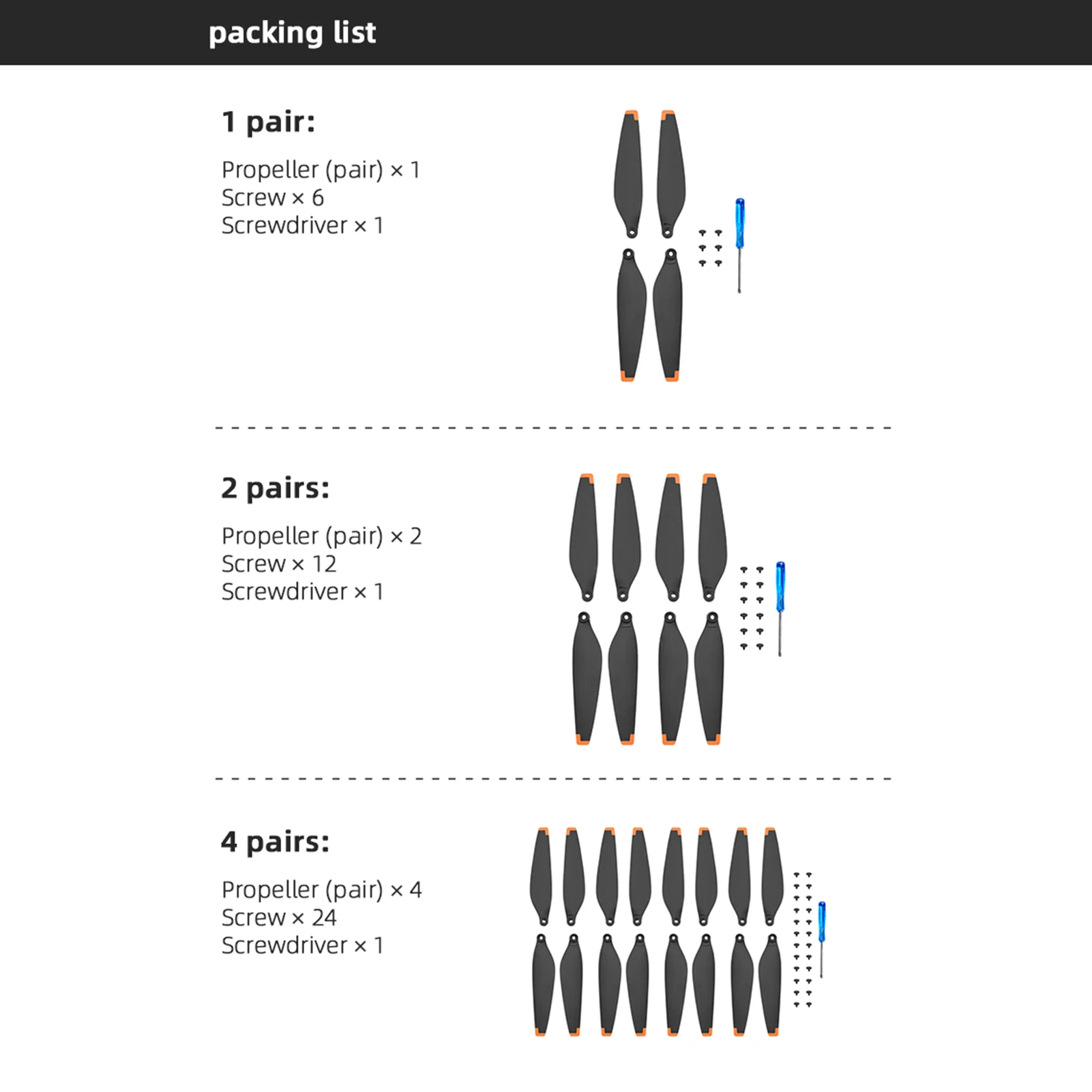 Hélices de Rechange DJI Mini 3 Pro - Lot de 1 à 4 Paires, Silencieuses et Durables