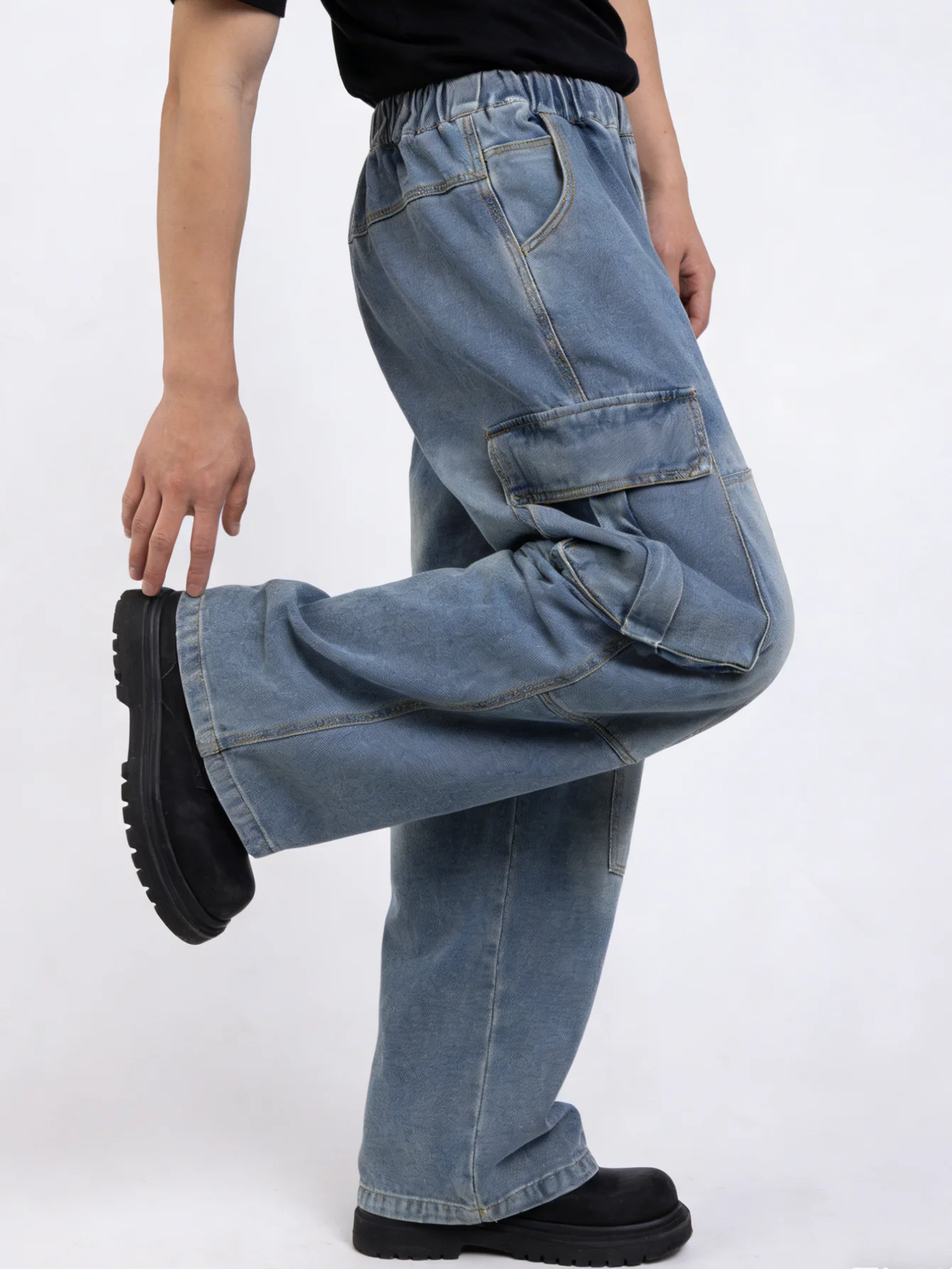 소년 및 청소년용 봄철 루즈핏 작업복 청바지, 일상복, 학교, 레저 및 야외 활동에 적합