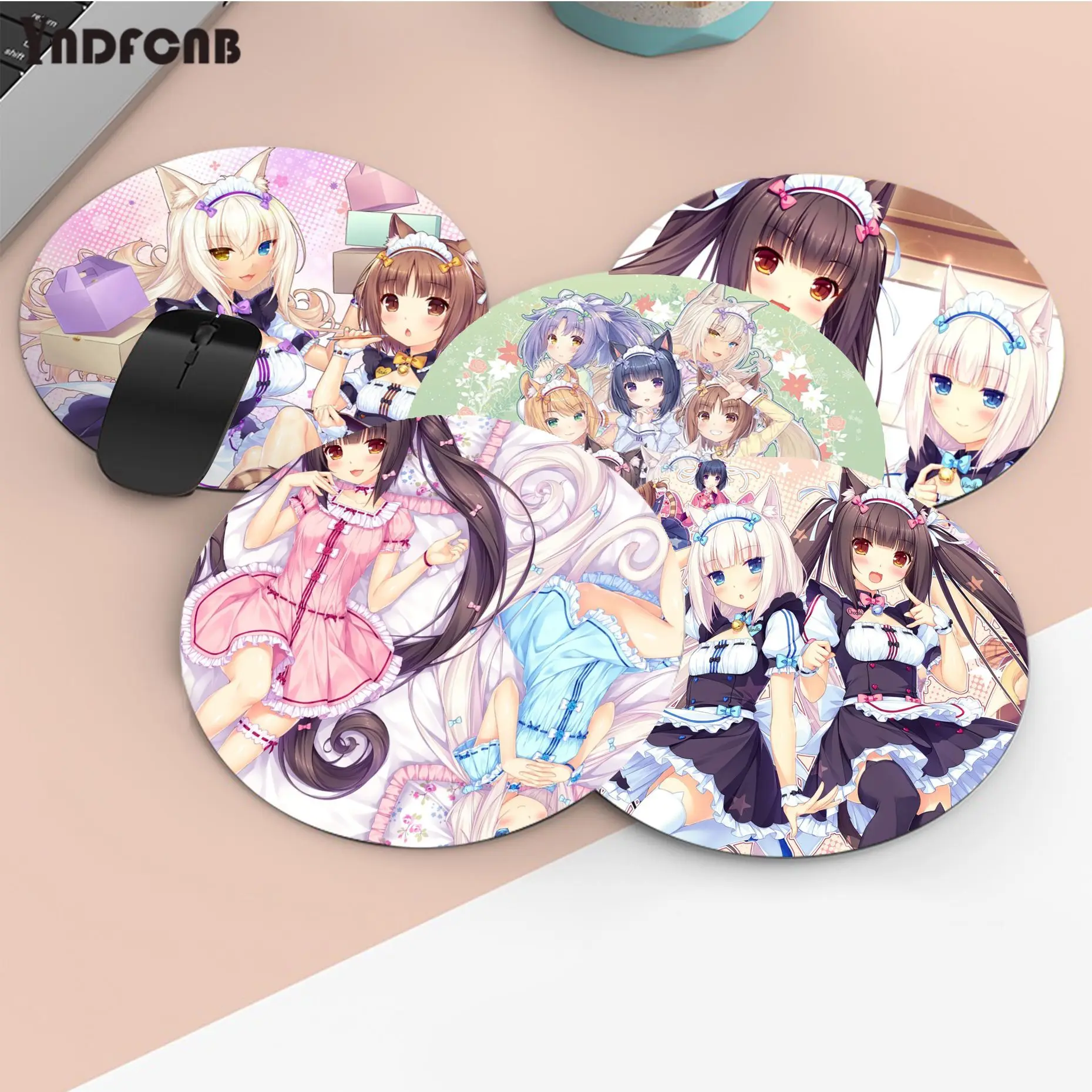 

N-Nekopara Mousepad Animation Round Big Promotion Table Mat Student Mousepad Computer Keyboard Pad Games Pad for Gamer Mousemat