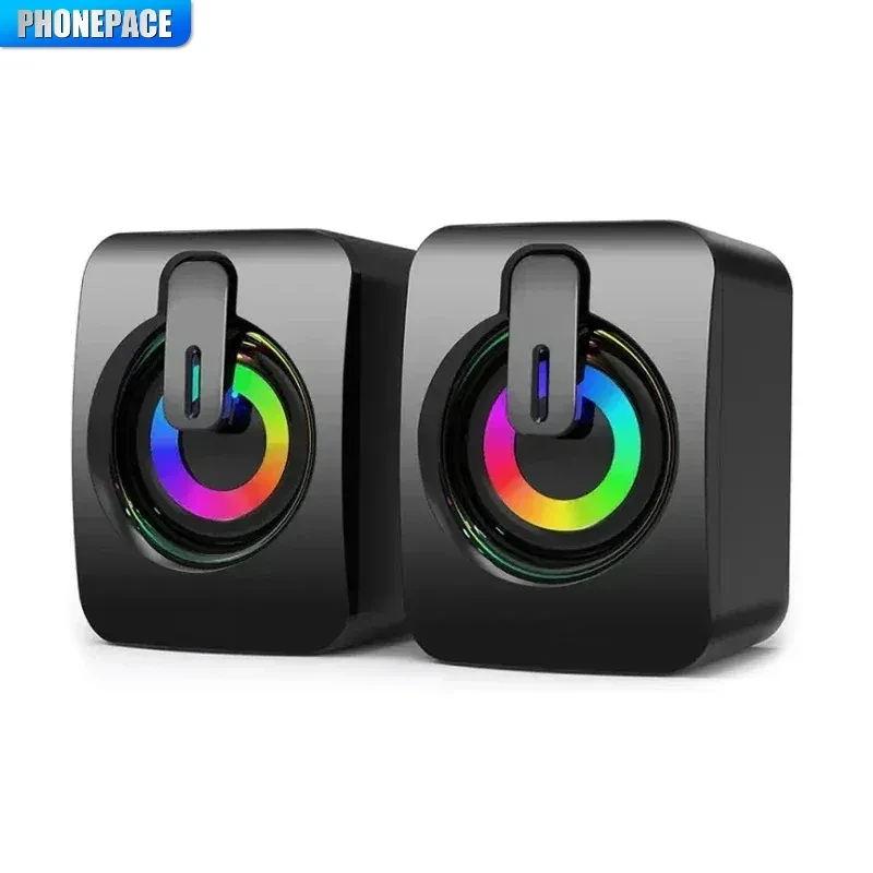 Computer Loudspeaker PHONEPACE Stereo Sound With Microphone 3.5mm AUX For Macbook Desktop Notebook Home Office