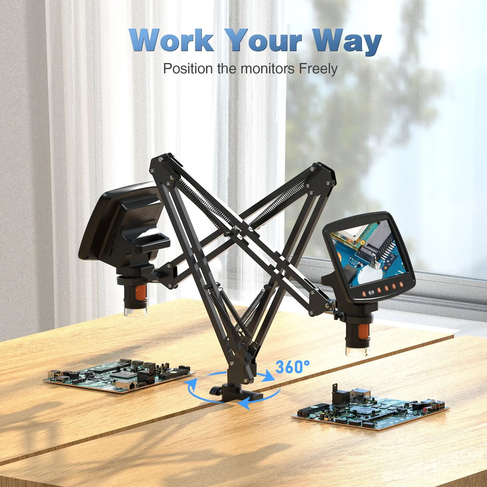 Hayve Microscope Arm Stand，Adjustable Metal Bracket Coin Microscope Mount  Compatible with DM4 DM9 MS1 MS3 5