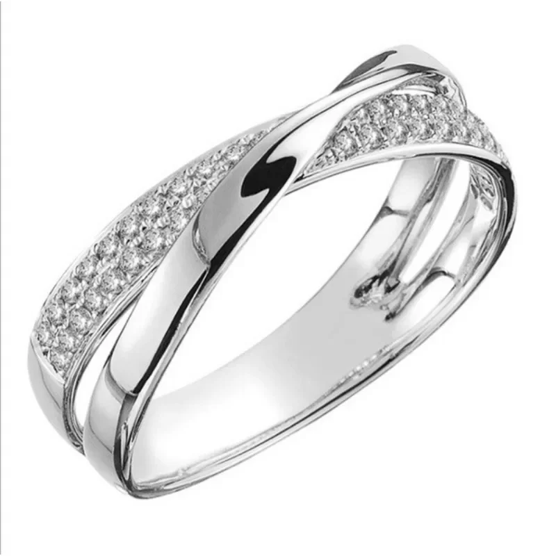 Women Wedding Cross Rings Stainless Steel Two Tone X Shape for Women