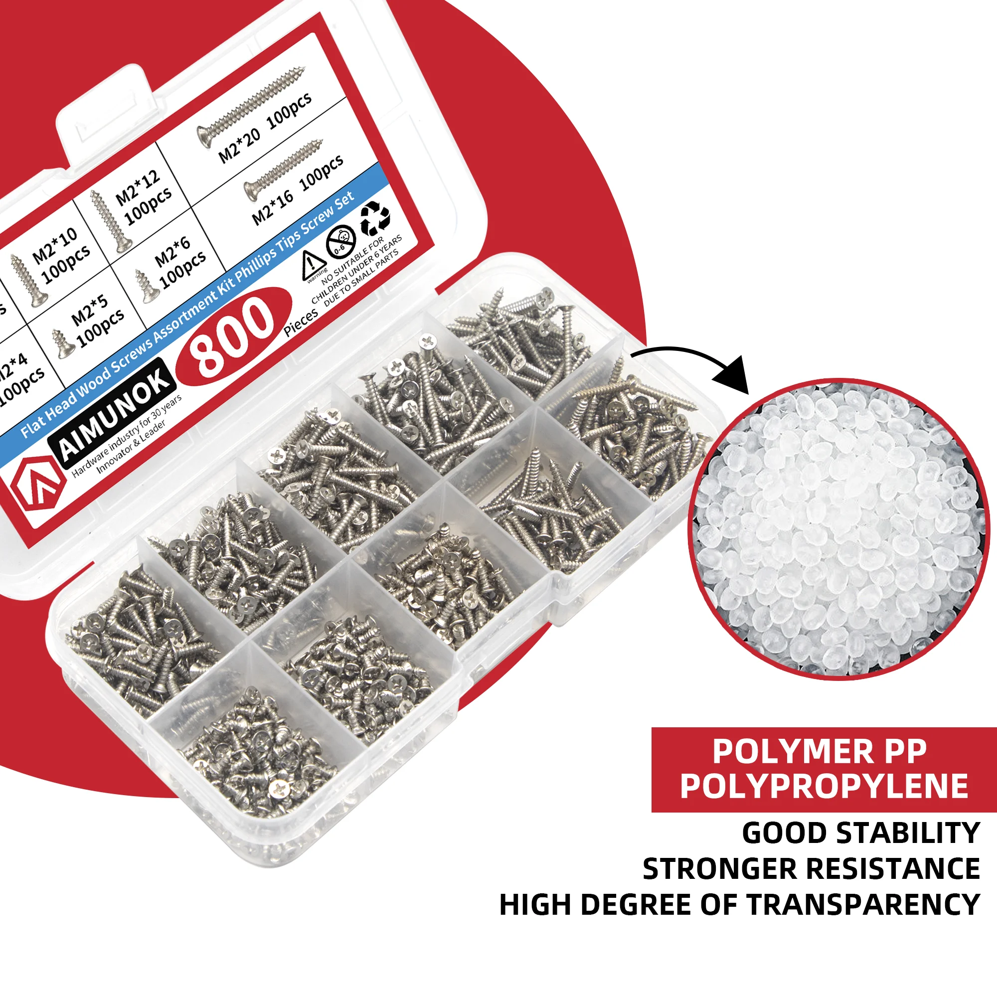 800pcs Self Tapping Screw and Lock Nut Assortment Kit