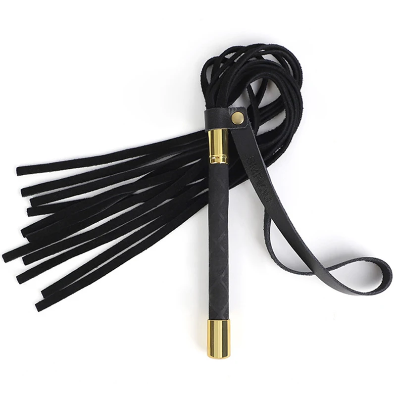 Leather Horse Whip 44CM Handle with Wrist Strap for Horse Training Leather Spanking Equestrian Whip