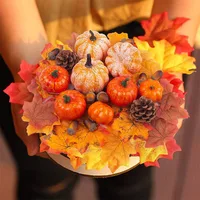 Autumn Decoration Artificial Pumpkins Maple Leaf Pine Cones Halloween Party Decoration for Home Fall Harvest Thanksgiving Props 1