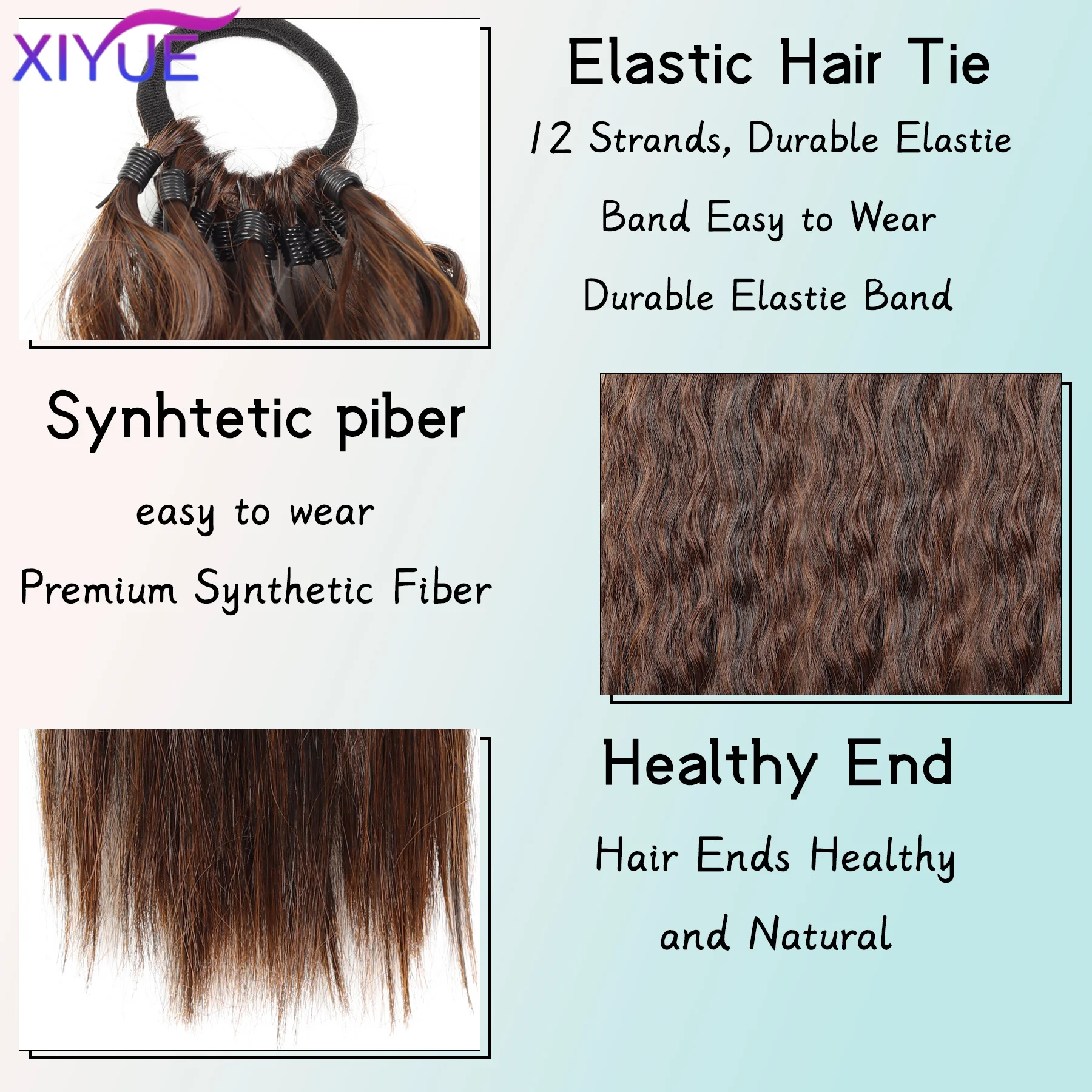 XIYUE Synthetic Long Fake Hair Pieces Ponytail Extensions Corn Curly High Temperature Fiber Hair Extension For Women