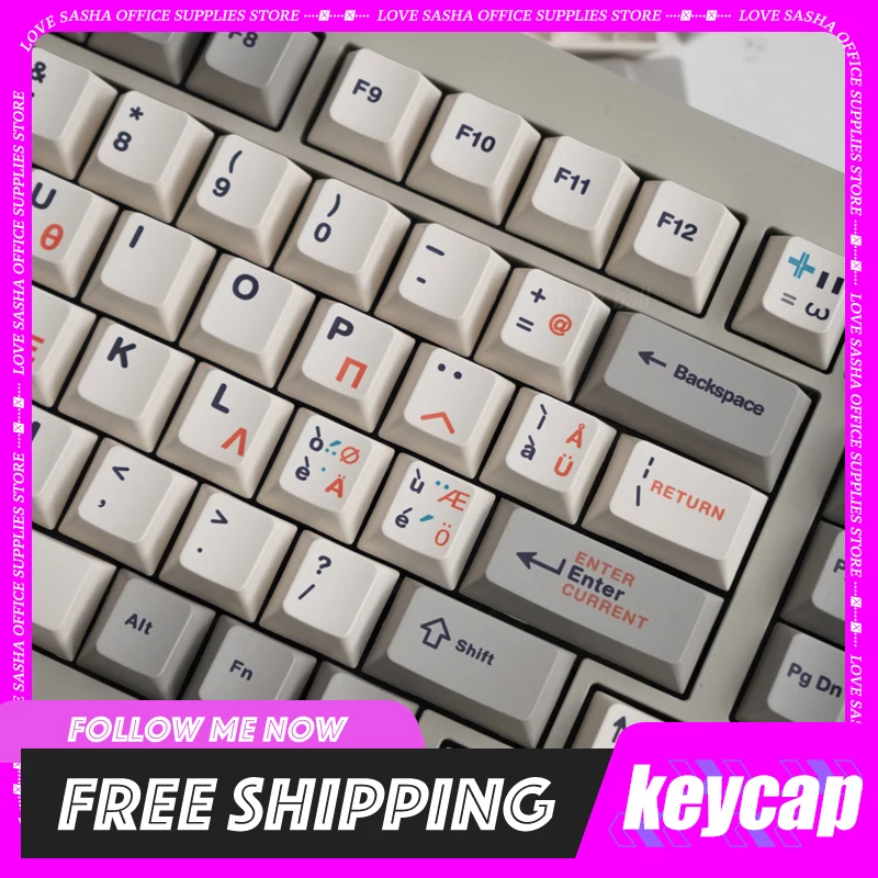 

Cherry Profile Keycaps PBT Thermal Sublimation Retro Personality 9009 Caps Side Engraved Russian Greek Keycap Diy Custom Keys