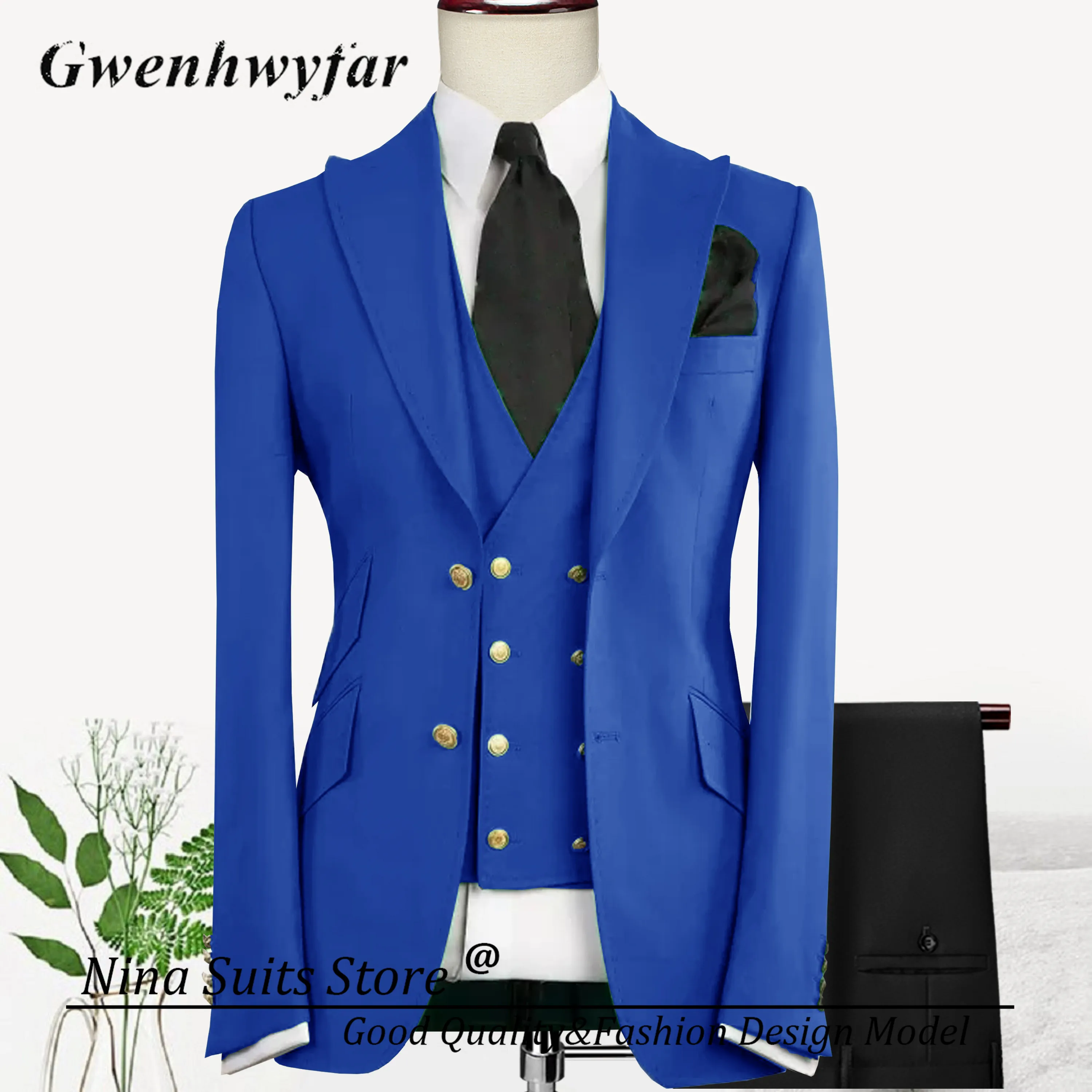 Nina Store Wedding/Business Olive Green Formal Suits Men Solid Homme Costume High Quality Fashion Male Blazer Vest Pants Set