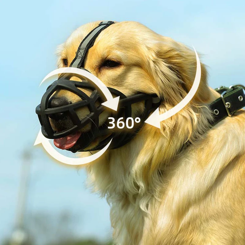 HOOPET Dog Reflective Mask Adjustable Dog Muzzle Soft Silicone Breathable Anti Biting Muzzle for Dogs Labrador Golden Retriever