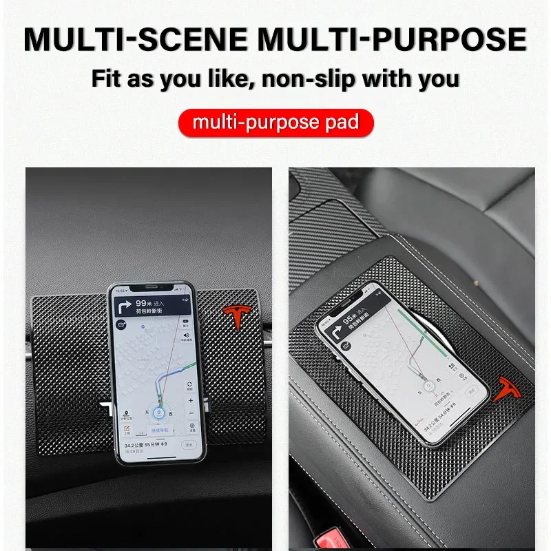 Car Ornament PVC Anti-Slip Mat Sticky Pad Dashboard Accessories For Tesla Model 3 2022 S X Y Style Roadster Invader Coil Mod WYE