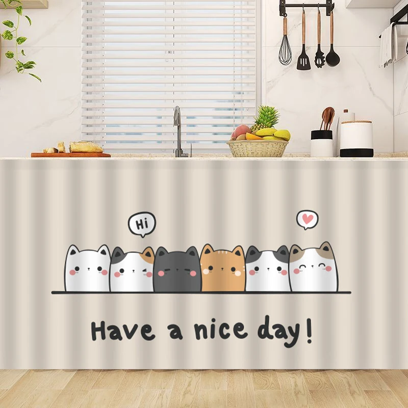 Japanese Style Cabinet Curtain Kitchen Curtains Cover Self-adhesive Half-Curtain for Cupboard Wardrobe Home Dust Cloth 주방커튼 4