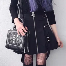 

Skirt Gothic Retro Women Darkness Fashion Pleated Skirt Personalized Zipper Ins Stitching Skirt Spring New Fashion College Style