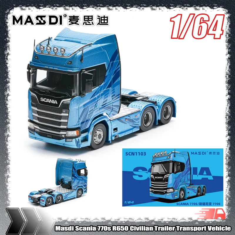 New Masdi 1:64 Scania 770s R650 Civilian Trailer Transport Vehicle