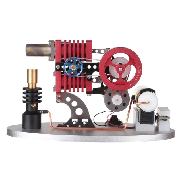 Double Cylinder Double Piston Rocker Arm Linkage Stirling Engine Generator With LED Lamp Beads, Voltage Display Meter 2