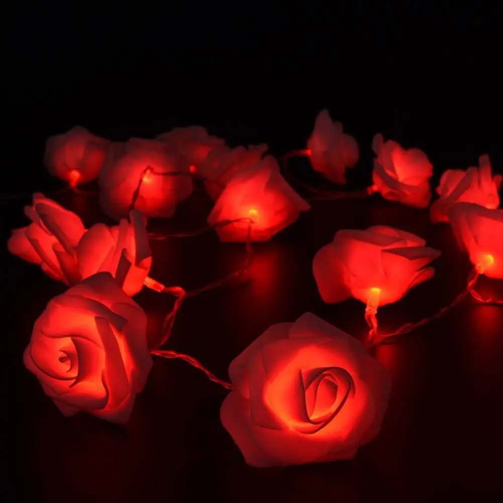 thumbnail image 1 of Guirnalda de luces LED con forma de rosa, alimentada por USB y con batería, de 10 a 80 LED, para San Valentín, bodas, habitaciones, jardines, decoración navideña, 1 of 5