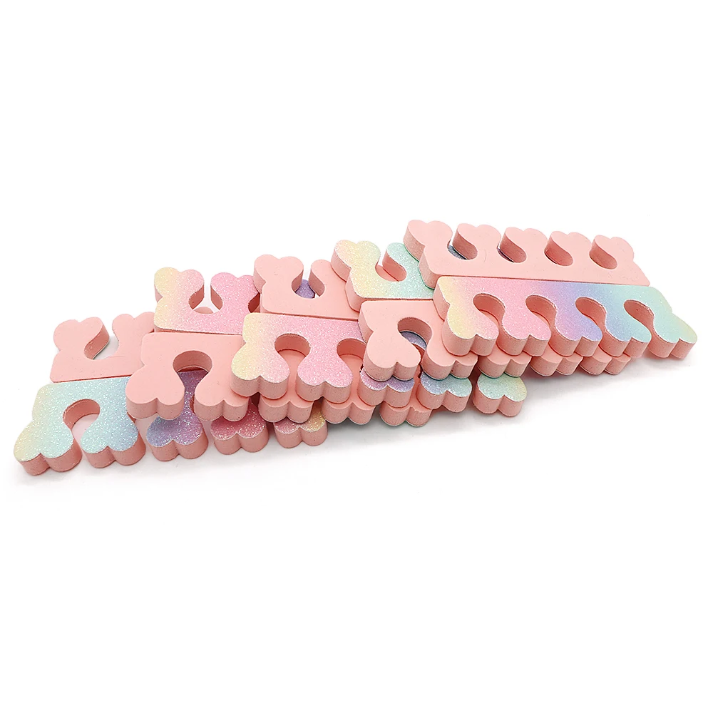 10/50/100pcs Soft Pink Sparkling Heart-Shaped Foam Toe Separators Comfortable Sponge Finger Dividers For Nail Pedicures Manicure