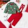 Prowow Baby Christmas Outfit Sets For Kids Necktie Xmas Shirts+Red Overalls Children New Year Costume Boys Christmas Clothes