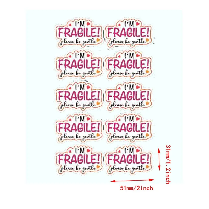 100 Stück „I’m Fragile Please Be Gentle“-Aufkleber, 5,1 cm, Dankesaufkleber, selbstklebende Etiketten für Geschenkverpackungen, Versorgung für kleine Unternehmen – Detail 1