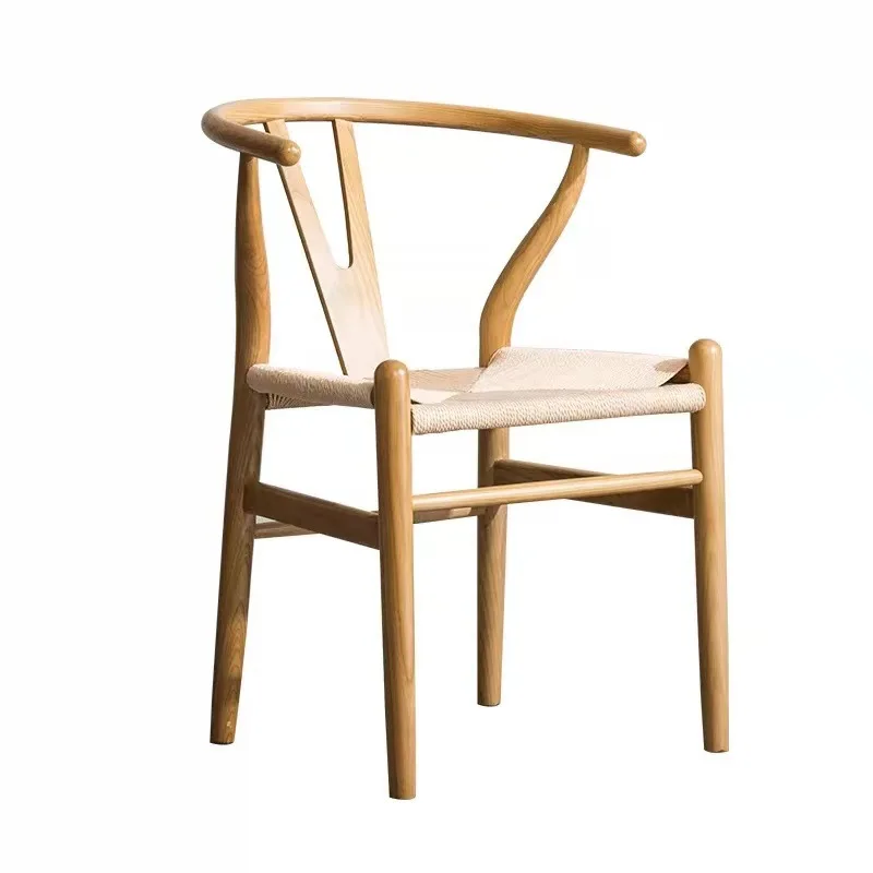 Nordic Solid Wood Rattan Woven Dining Chair for Home Homestay Tea Room