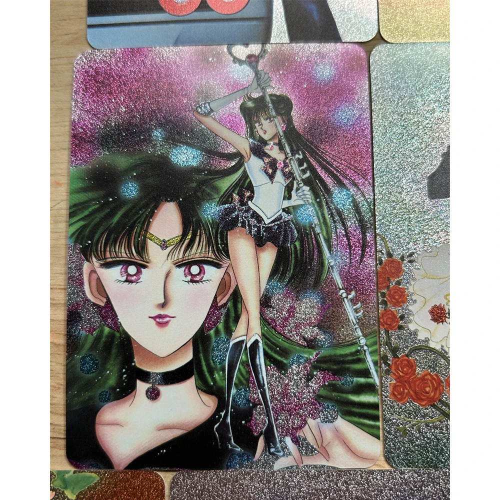13Pcs/set Diy Tenoh Haruka Kaiou Michiru Meiou Setsuna Painting Double-Sided Flash Card Classic Anime Collection Cards Toy