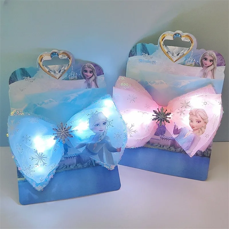 

Frozen MINISO Barrette Bow Hair Clip Children Cute Glow Interesting Princess Young Girl's Heart Birthday Present Trend Minority