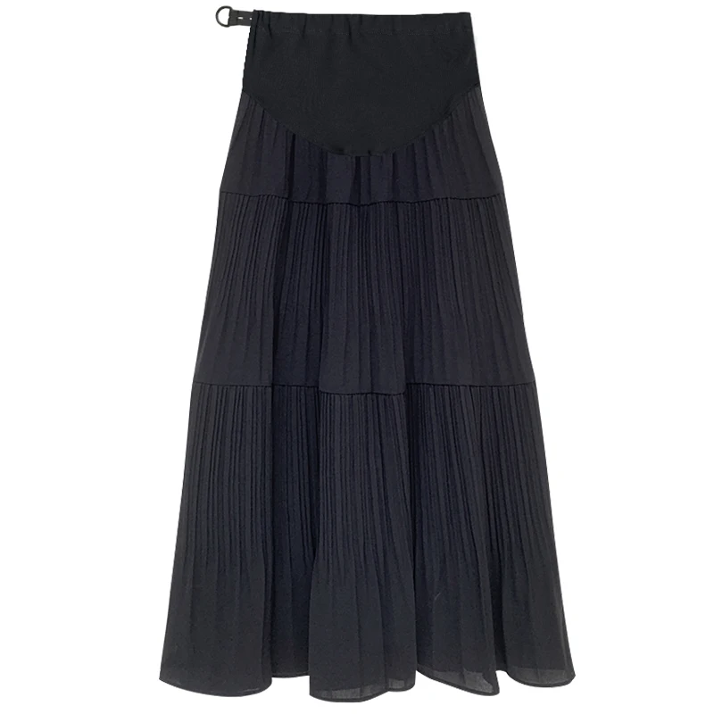 1142# Summer Fashion Ruching Patchwork Maternity Long Skirts Belly A Line Loose Clothes for Pregnant Women