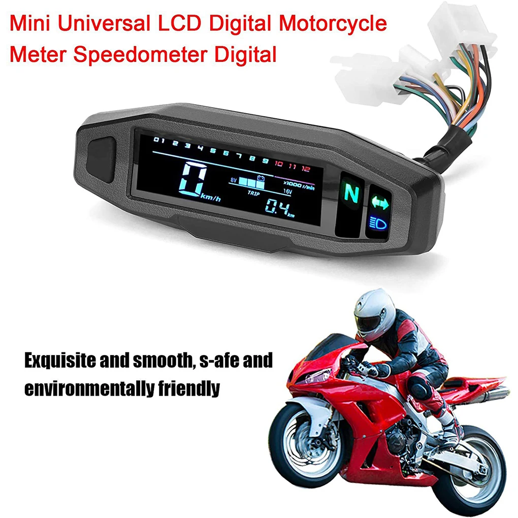 Waterproof Motorcycle Tachometer Adjustable Motorcycle Oil Gauge Digital Dashboard Instrument Turn Signal Light Indicator