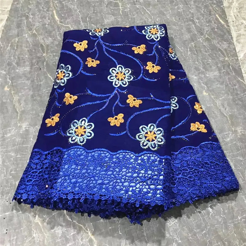 

5 yard Swiss lace fabric heavy beaded With diamond embroidery African 100% cotton Swiss voile lace popular Dubai style PL080705