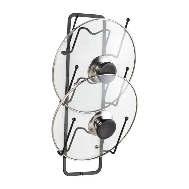 

Pot Lid Wall Hanger Kitchen Utensil Rack Pots and Pans Hanging Rack Wall Mounted Kitchen Pot Lid Storage Pot Cooking Lid Holder