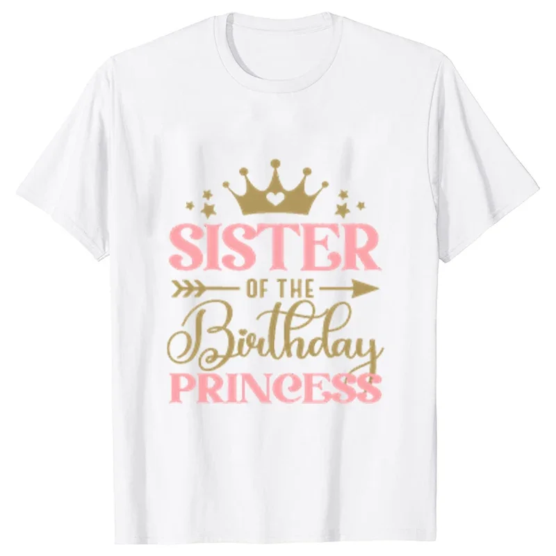 Birthday Princess Girls Party T-shirt Family Gathering Matching Sibling Tees White Unisex Kids Clothing Crown Graphic Y2k Tops 5