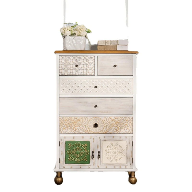 

Zl Solid Wood Chest of Drawers Living Room Chest of Drawers Entrance Cabinet Pastoral Chest of Drawers