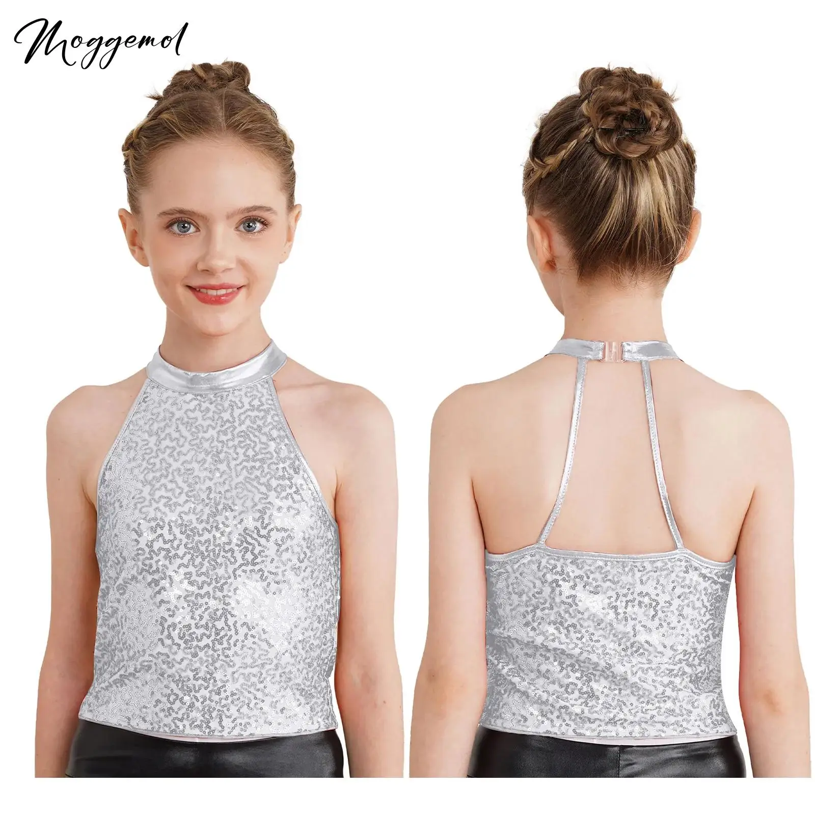 Mädchen Pailletten Tank Top - Glänzendes Trägertop Für Tanz & Party