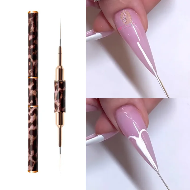 

1Pc Double-End Nail Art Liners Striping Brushes Tool Leopard Print Handle Ultra Thin Long Lines Drawing Painting Nail Brush