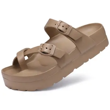 Litfun Women's Platform Slippers with Arch Support Comfortable Foam Slides Summer Beach Sandals with Adjustable Buckle 1