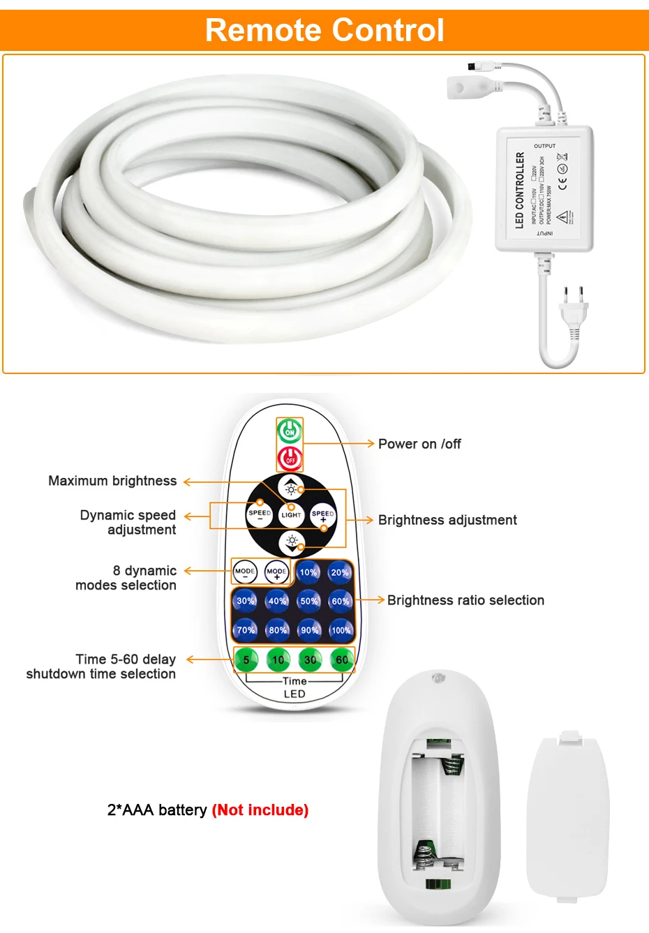 controle remoto, Bluetooth, controle WiFi, quente, frio,