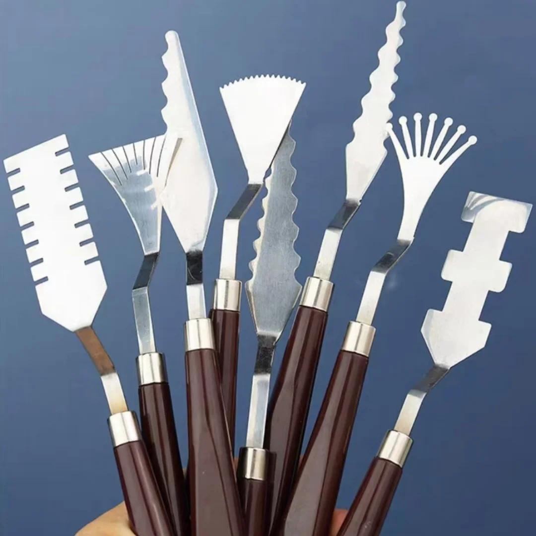 9pcs texture art scraper, color knife, special-shaped scraper head, tooth shape color knife, oil painting acrylic paint scraper 5