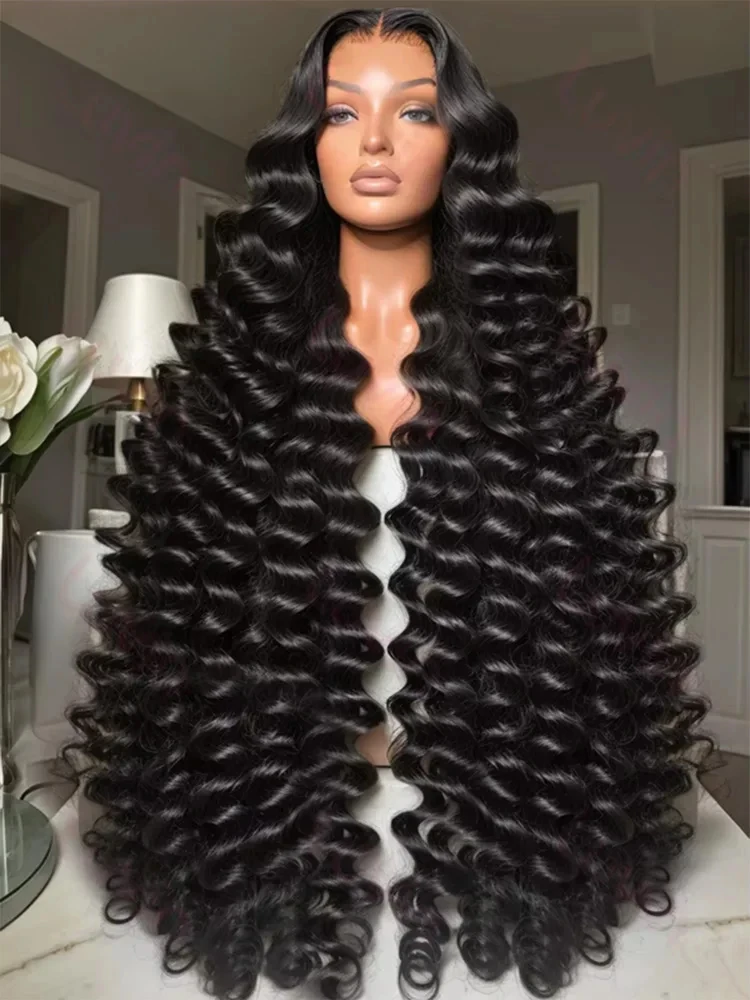 Perruque en cheveux humains à ondulations profondes lâches, Lace Front 13×6, 30-38 pouces, style Water Loose Wave vietnamien, Perruque frontale HD Lace 13×4, Perruques bouclées pour femmes