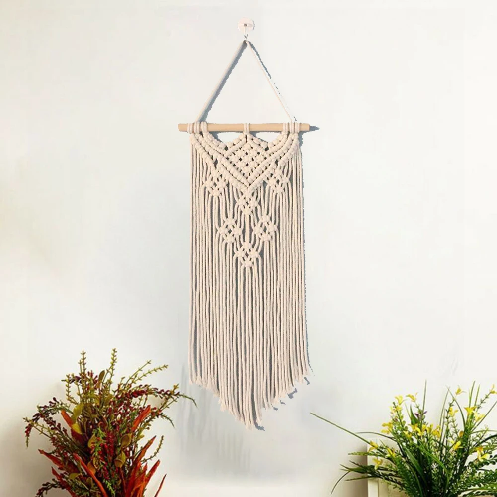 

Macrame Wall Hanging Handwoven Bohemian Cotton Rope Tapestry Bohemia Tassel Curtain Tapestry Home Decoration