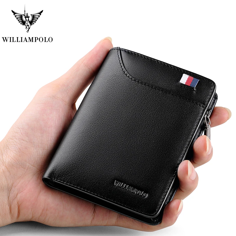 Men Short Wallet Luxury Genuine Leather Wallet For Men Women Purse Standard Card Holders High Quality Zipper Wallets 6