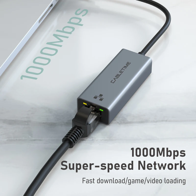 CABLETIME 100/1000 Mbps USB 3.0 RJ45 USB A 이더넷 어댑터 네트워크 카드 Macbook 노트북 인터넷 어댑터 RJ45 어댑터