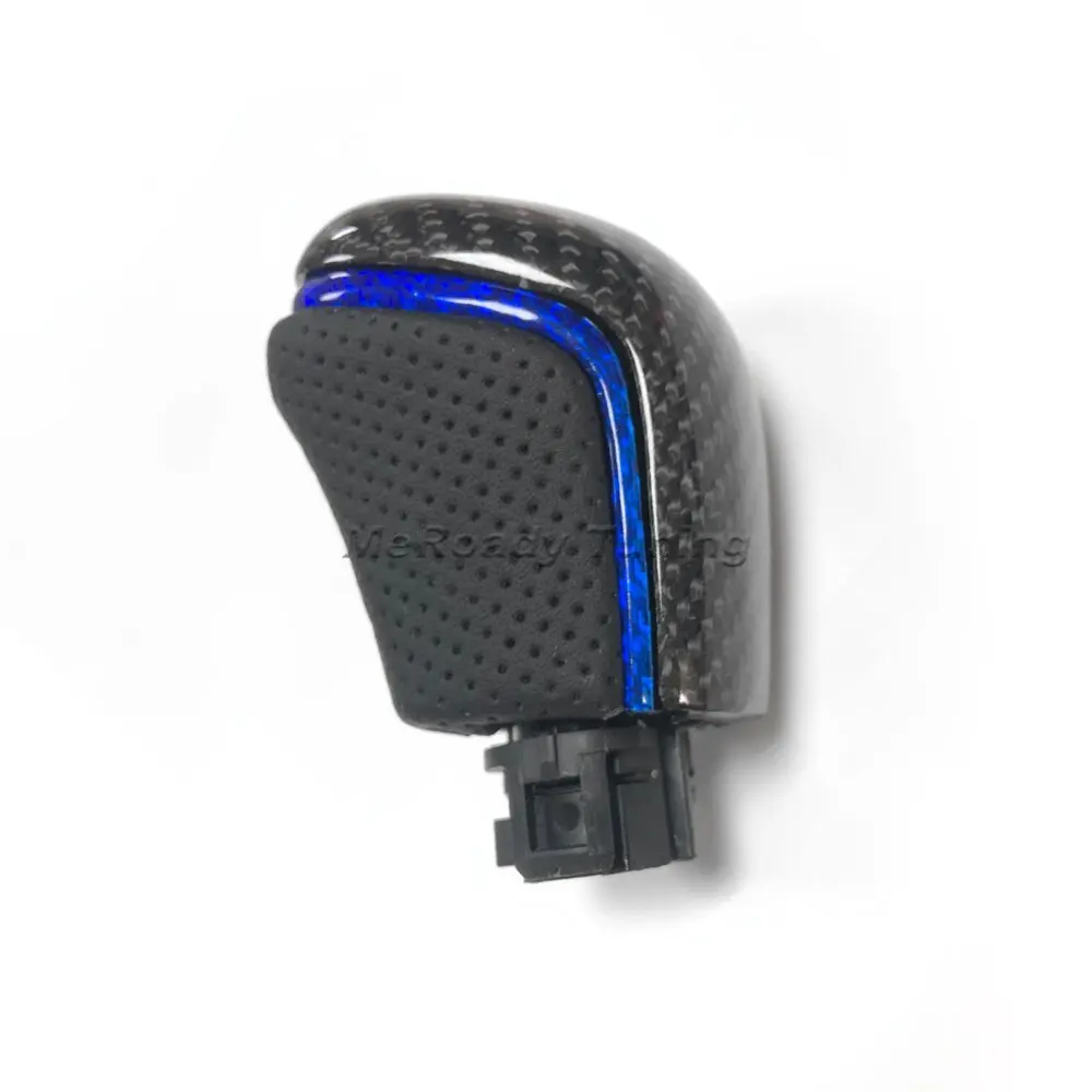 Automatic Transmission Shift Knob - Carbon Fiber Pattern, Faux Leather, Fits Toyota, Lexus Models (Blue)