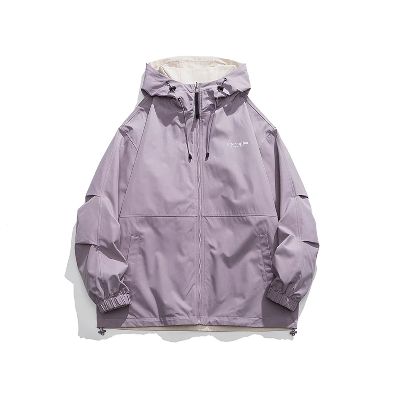 Men Double Sides Wears Hooded Jacket Outdoor Hiking Outerwear Couple Wind-Proof Streetwear High Quality Casual Men's Clothing