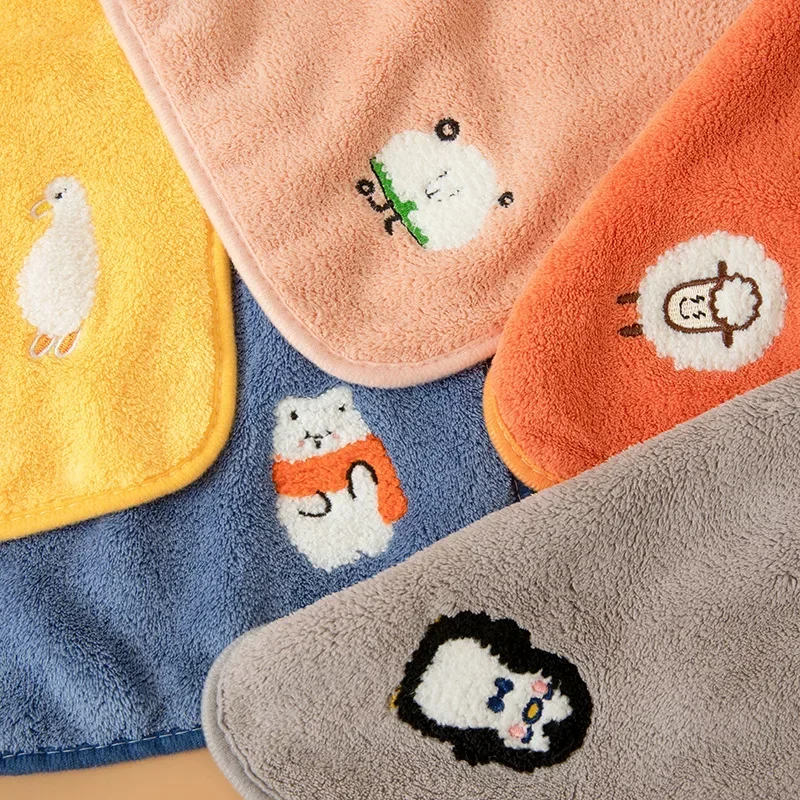 Soft Baby Towels Cute Coral Velvet Absorbent Face Hand Towel Kids Shower Wipe Washcloth Children Handkerchief Bath Towel 26x26cm