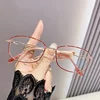 Anti Blue Light Presbyopia Glasses Trendy Metal Small Frame Reading Glasses for Women Portable High-definition Eyeglasses 5