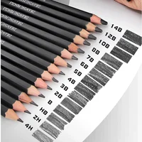 14Pcs Professional Sketch Pencil Set HB 2H 4H B 2B 3B 4B 5B 6B 7B 8B 10B 12B 14B Graphite Art Hand-Painted Pen School Stationery 1