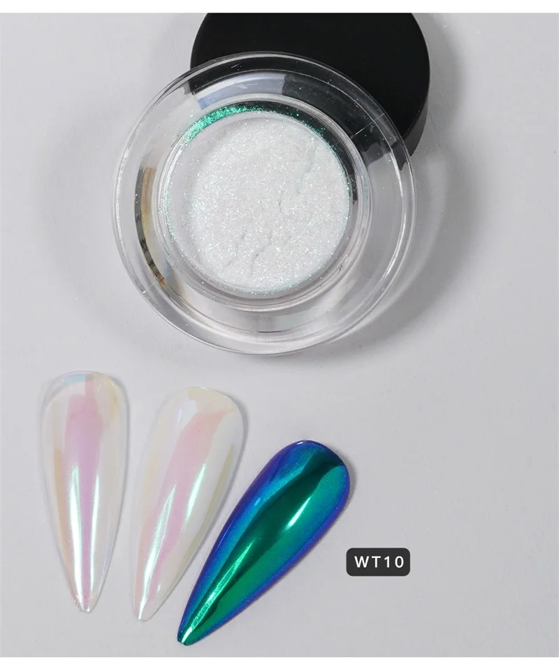 HNDO Neue 10 Farben Aurora Magic Mirror Pulver Nagel Glitter Chrom Pigment Staub Effekt für Nail art Decor Maniküre Design 2025 – Detail 13
